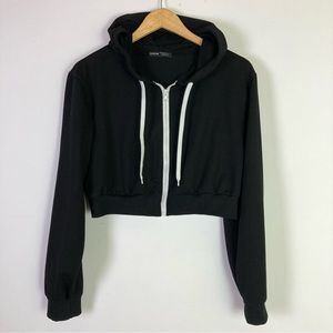 SHEIN cropped full zip Black hoodie Women’s L